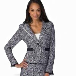 Ann Taylor Navy and White Tweed Blazer